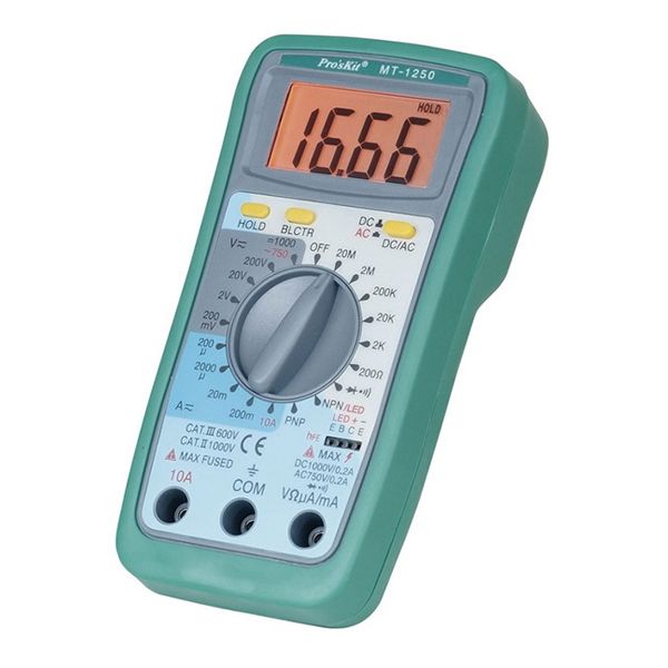 【ProsKit 寶工】3 1/2數位電錶(附晶體測試)MT-1250