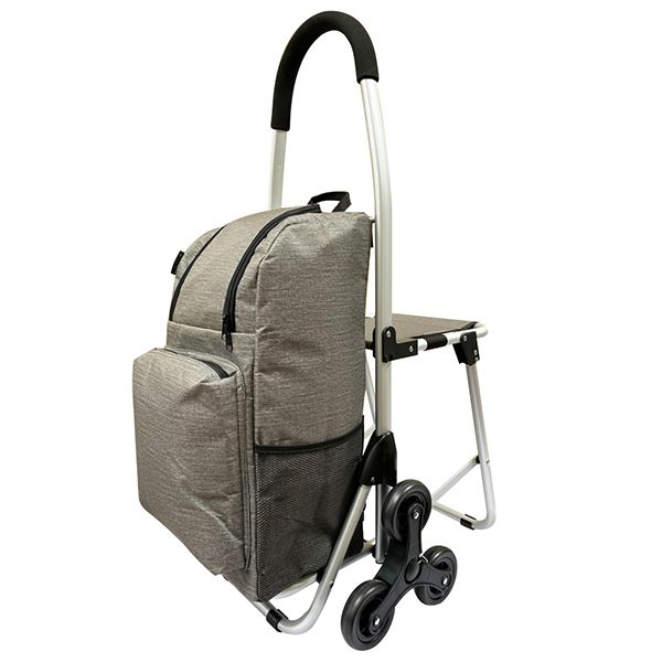 摺疊購物車-D*日式鋁製(座椅款)六輪爬梯-牛津布袋(全冷藏袋)